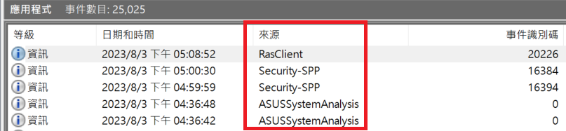 eventlog source property