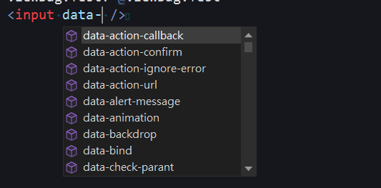 html intellisense data attribute