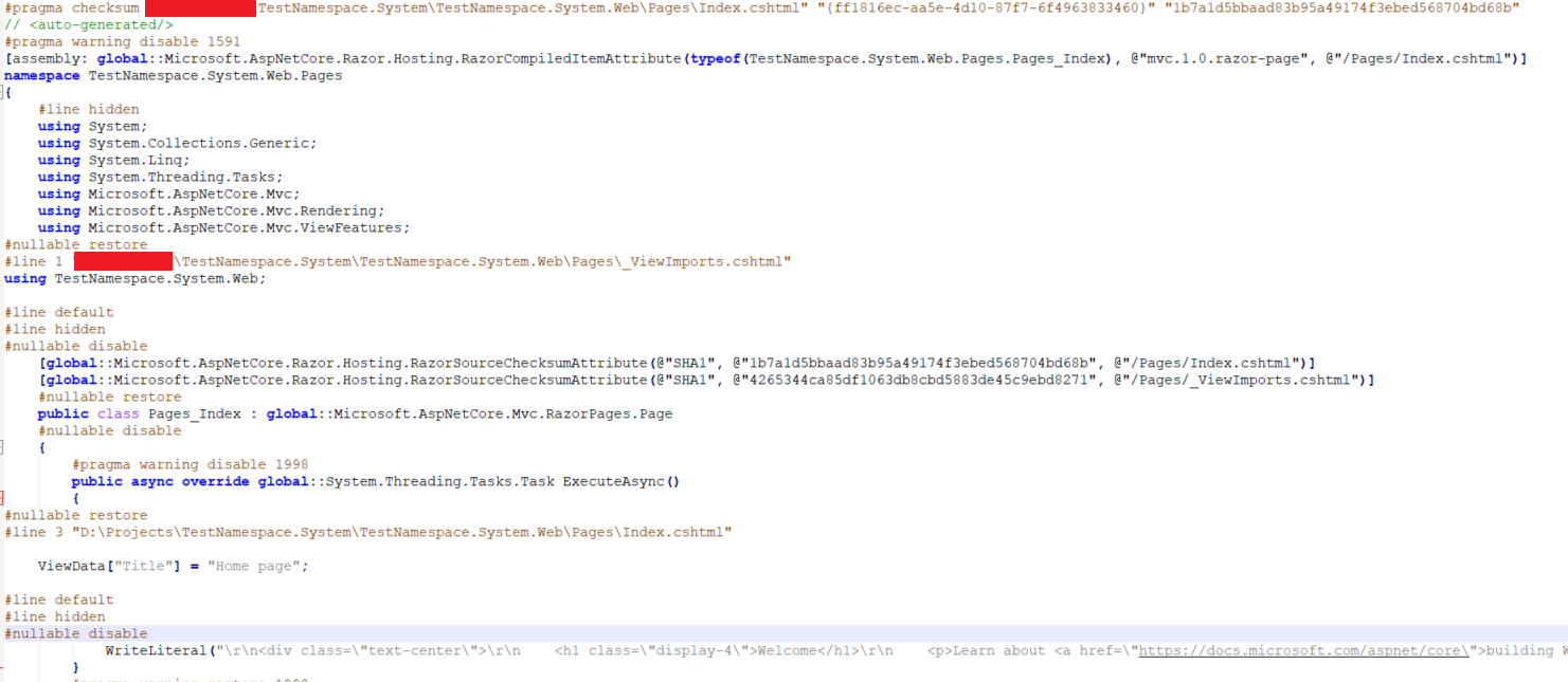 razor generated source usings