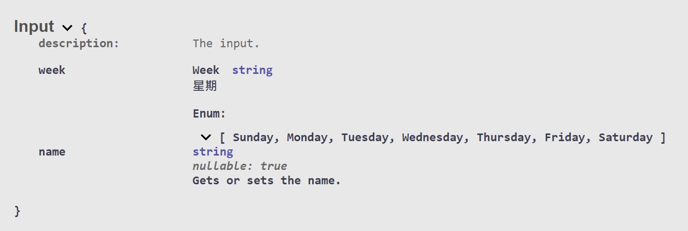 swagger string array display